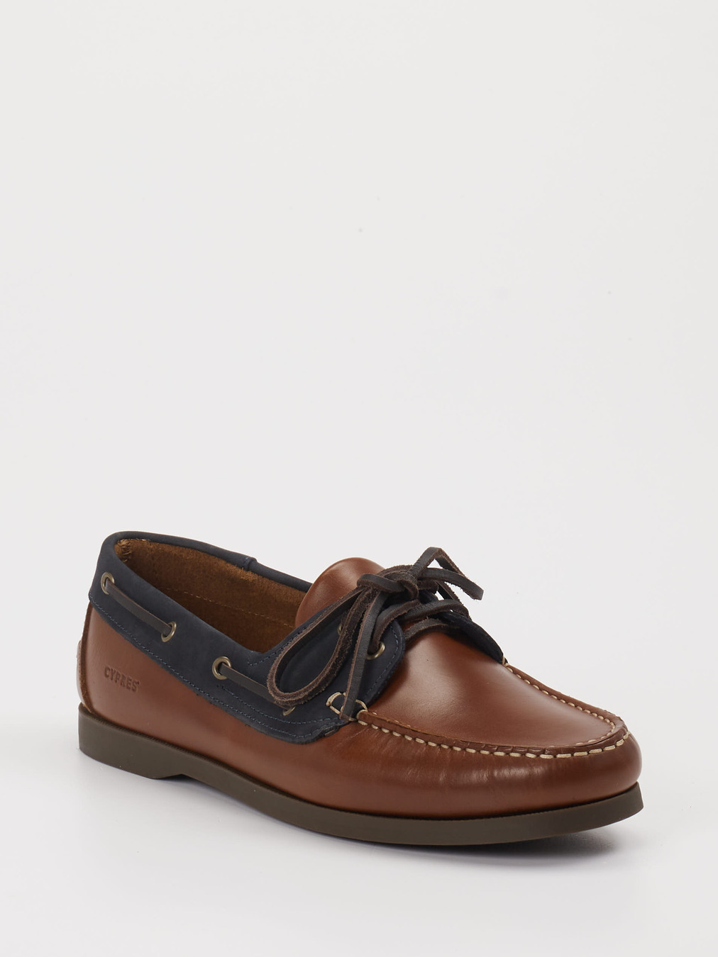 Cypres – Bootsschuh aus Kalbleder Cognac Navy