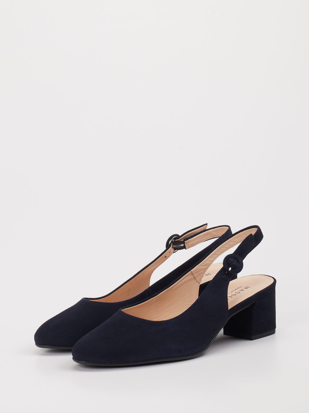 Hassia – Slingback-Pumps aus Veloursleder Navy