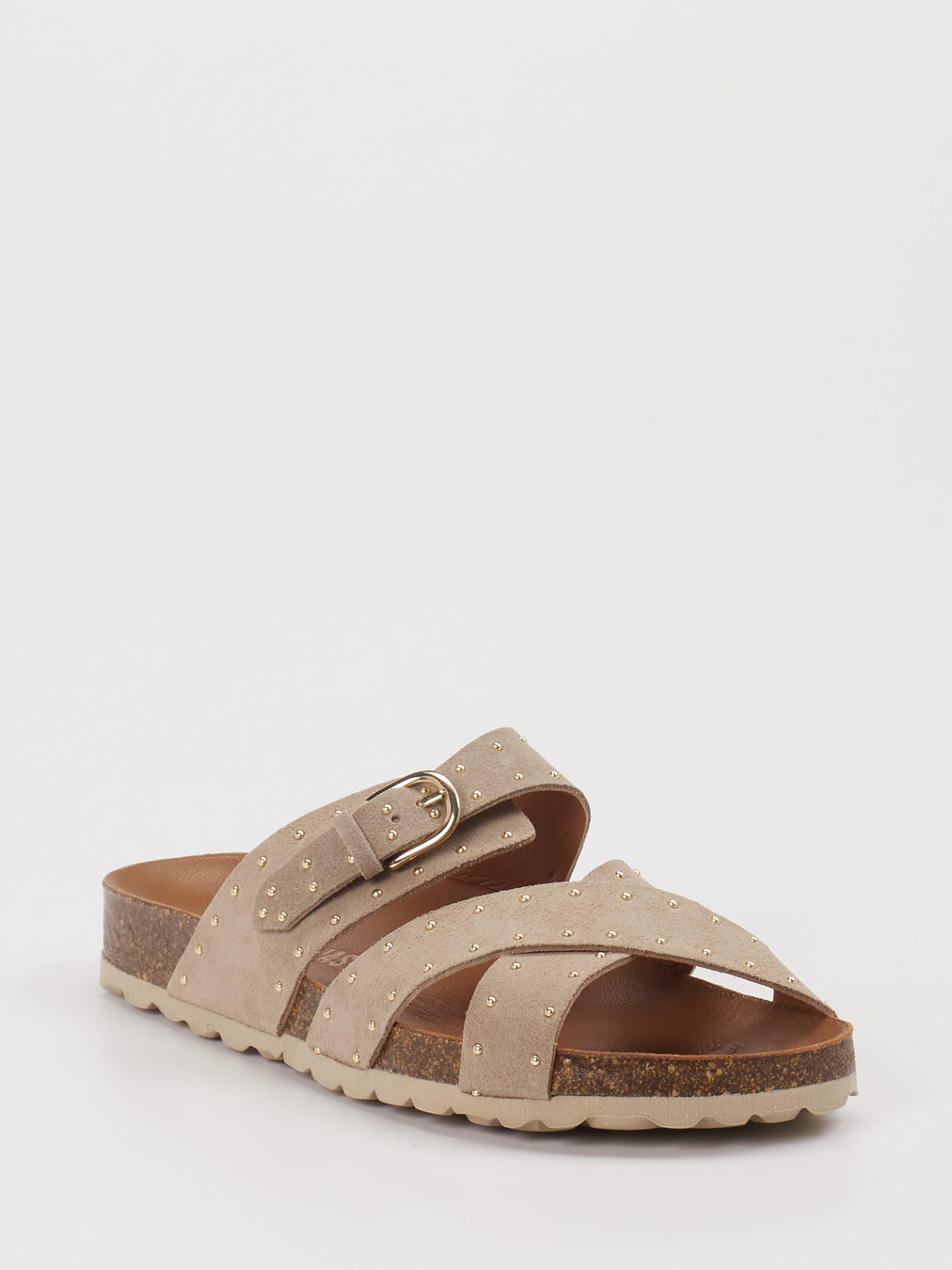 Verbenas – Pantolette aus Veloursleder Taupe