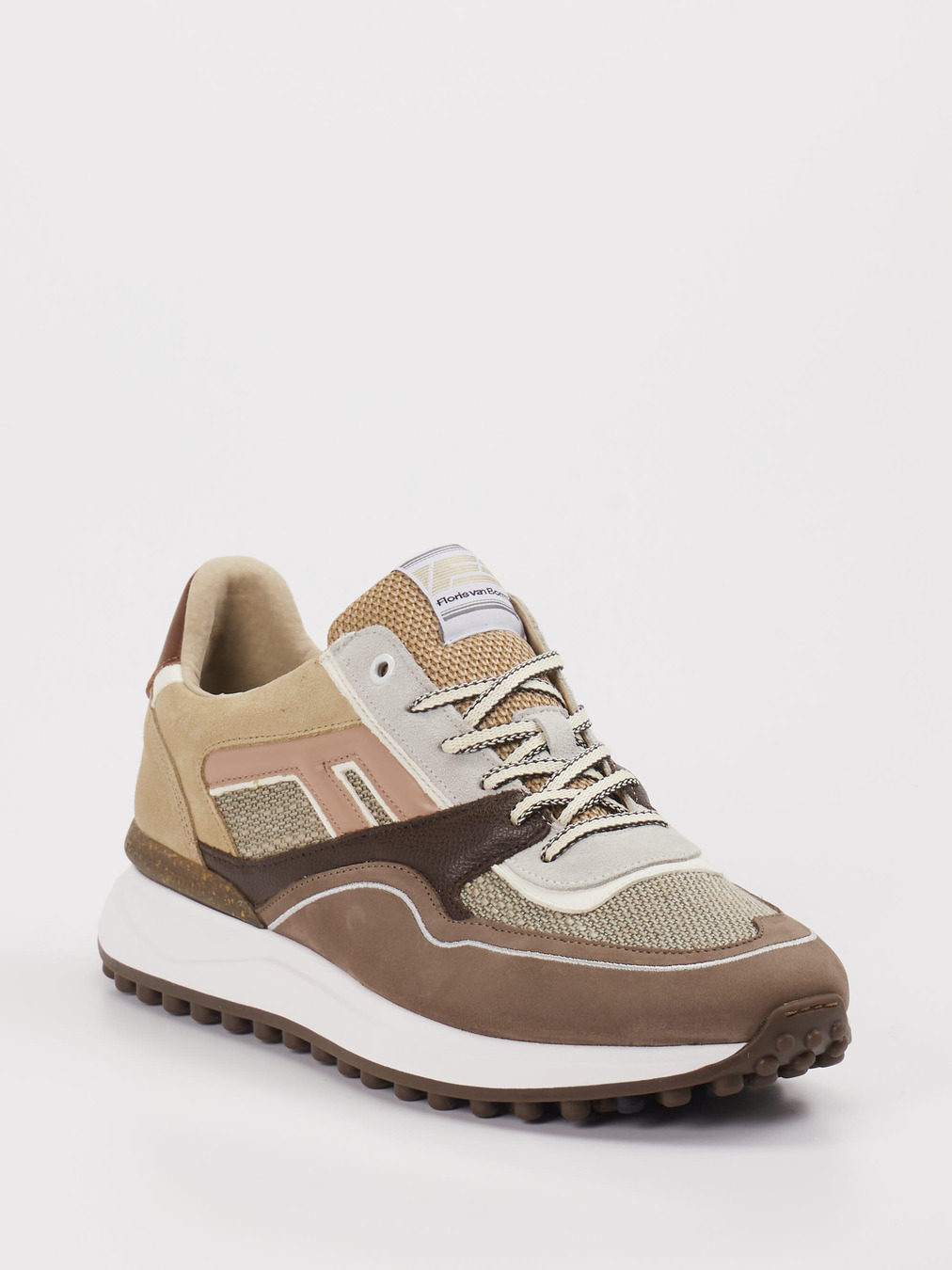 Floris van Bommel – Sneaker aus Velour/Textil braun