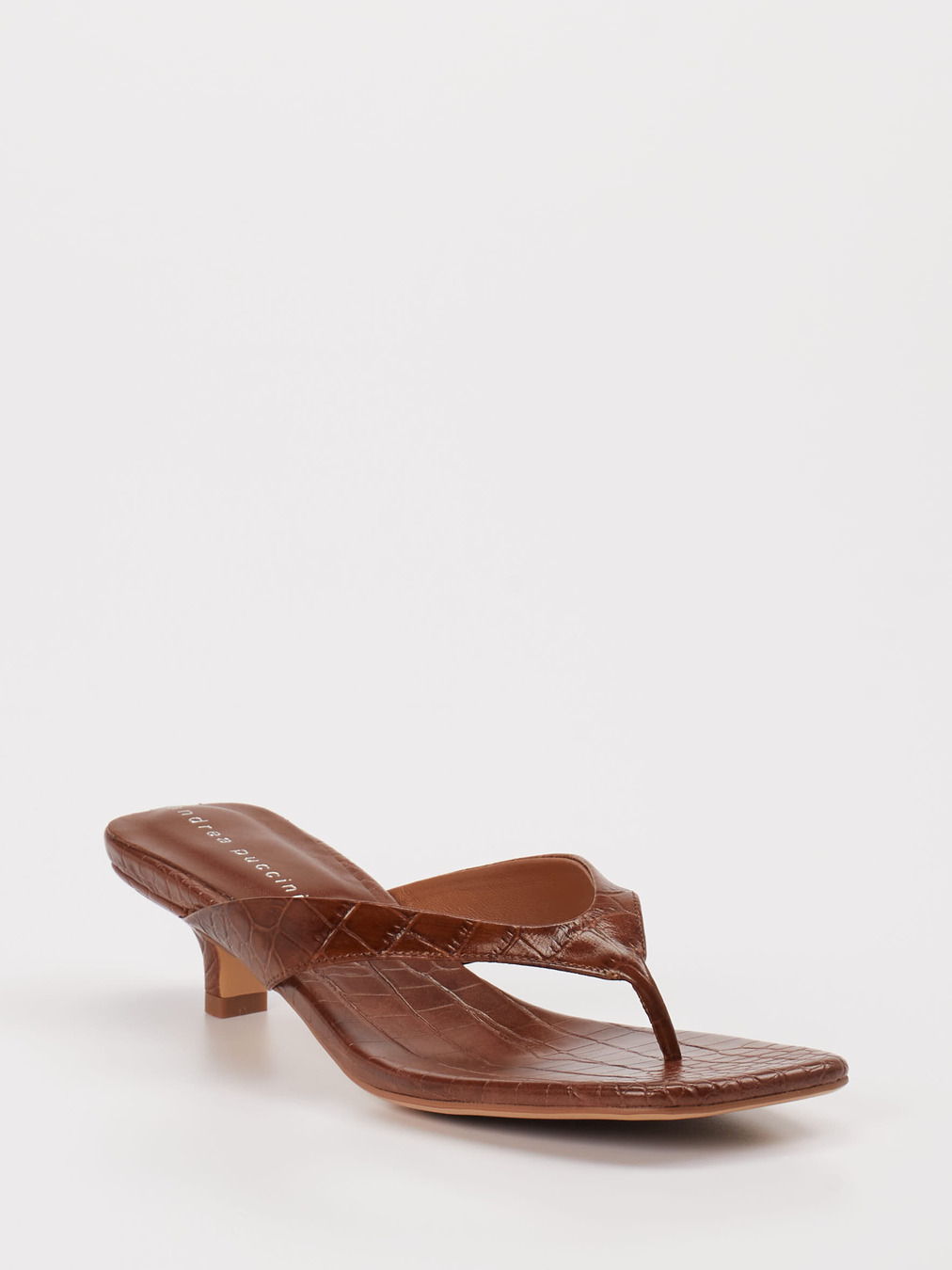 Andrea Puccini – Zehentrenner aus geprägtem Leder braun