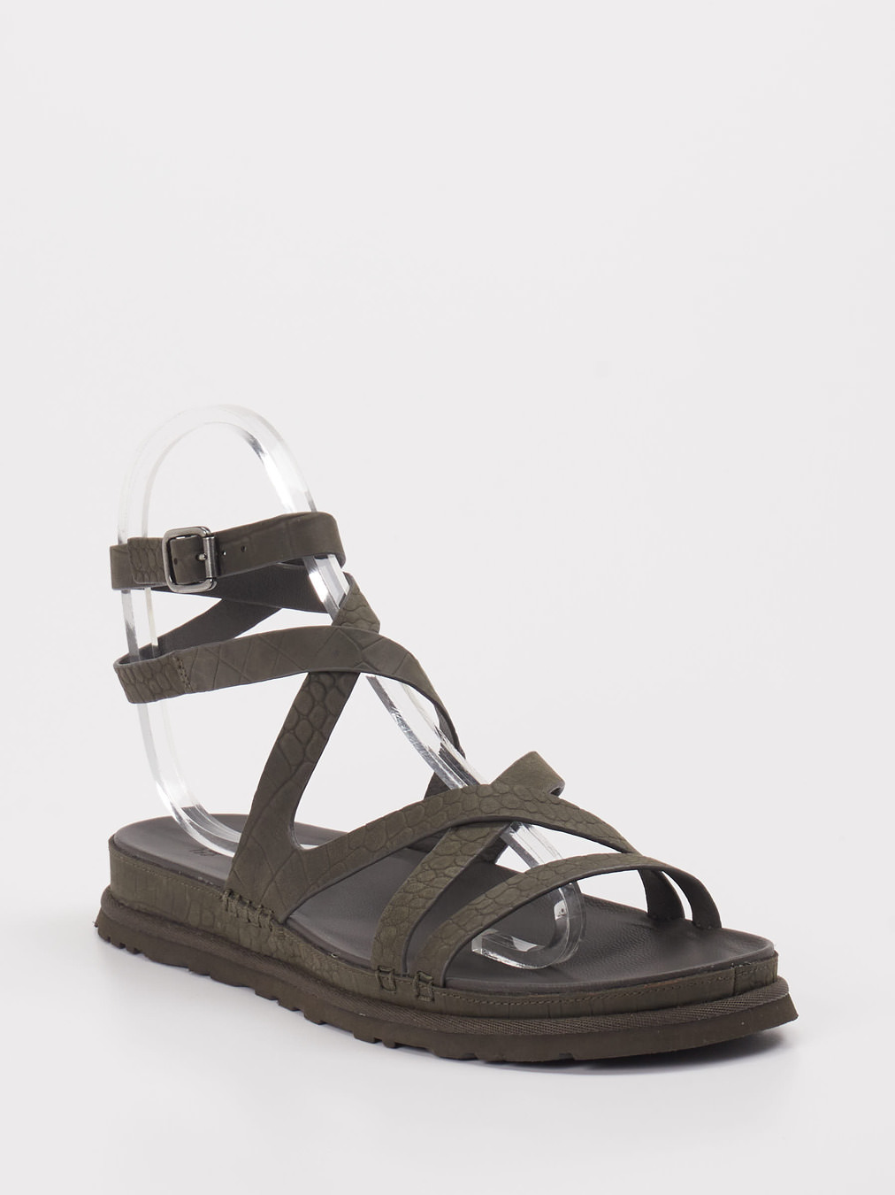 UGG – Riemchensandalen aus geprägtem Leder Grau