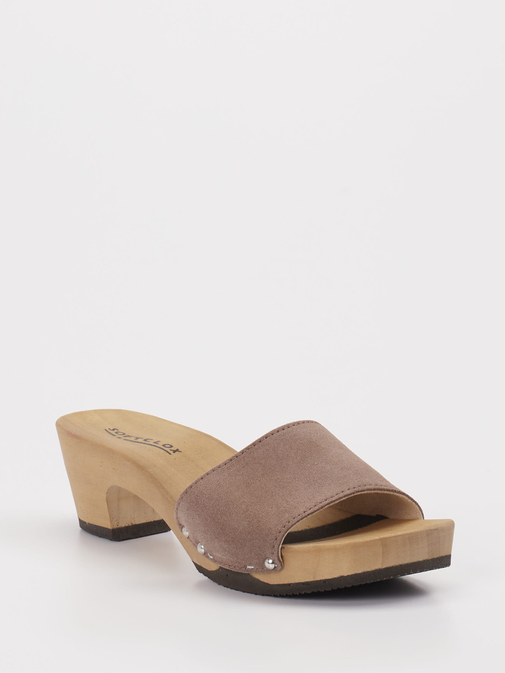 Softclox – Pantolette aus Veloursleder Taupe