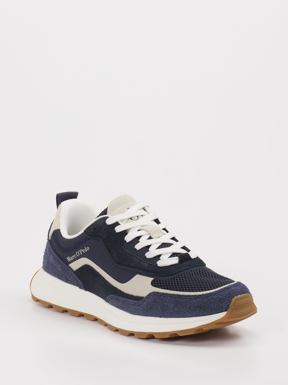 Marc O'Polo – Sneaker aus Velour/Textil blau