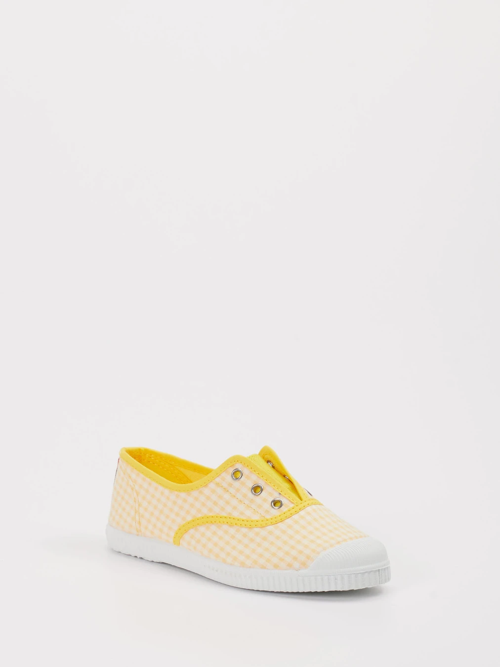 CIENTA – Slipper aus Textil gelb kariert