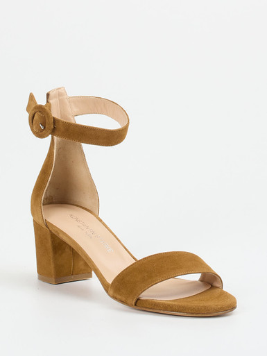 Konstantin Starke – Sandalette aus Veloursleder cognac