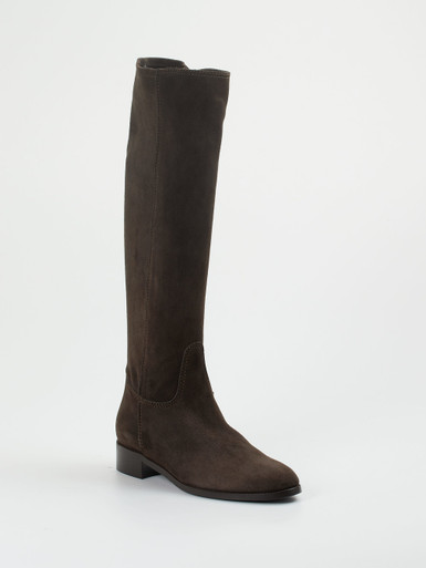 Konstantin Starke – Kniehohe Stiefel aus Veloursleder Dunkelbraun