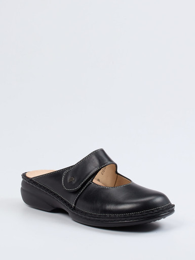 Finn Comfort – Komfort-Pantolette aus Kalbleder Schwarz
