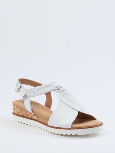 Gabor Comfort – Keilsandalette aus Kalbleder weiß