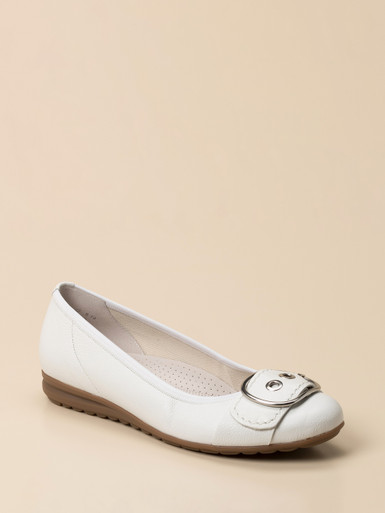 Gabor Comfort – Ballerina aus Kalbleder weiß