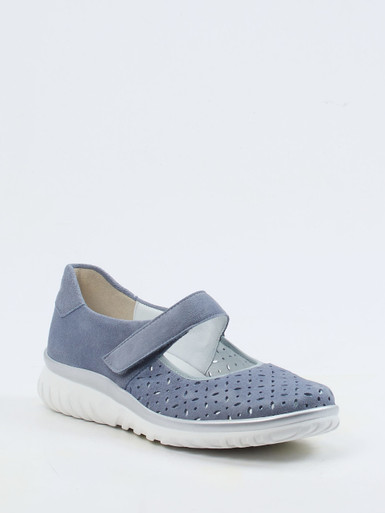 Semler – Klett-Ballerina aus Veloursleder taubenblau