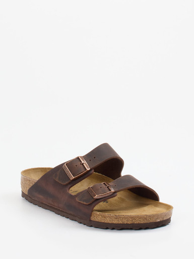 Birkenstock – Zweiriemer aus Fettleder braun