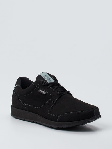 Lunge – Schnürschuh aus Textil in Veloursoptik Schwarz