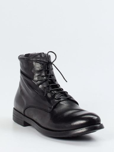 Officine Creative – Schnürboots aus Büffelleder schwarz