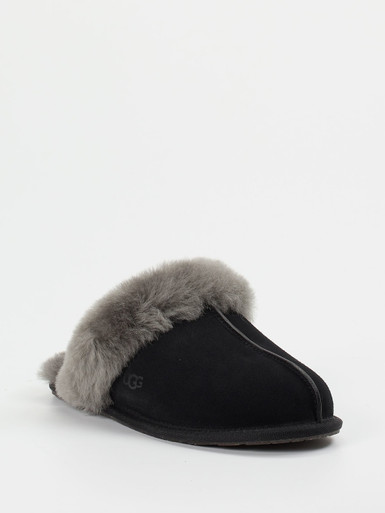 UGG – Lammfell-Pantoffeln aus Veloursleder schwarz