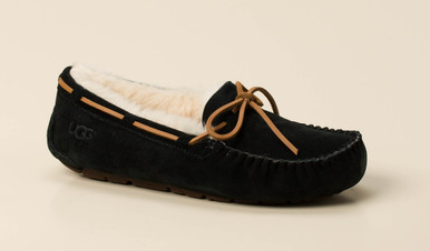 UGG – Mokassin-Hausschuh aus Veloursleder Schwarz