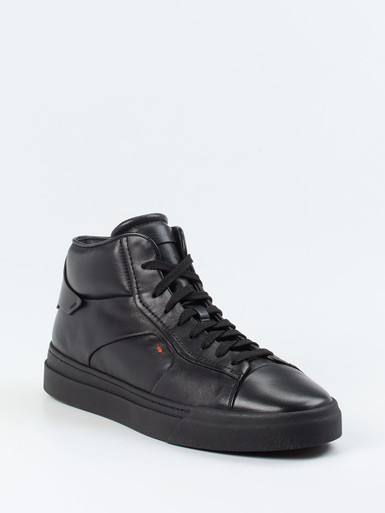 Santoni – High-Top Sneaker aus Kalbleder schwarz