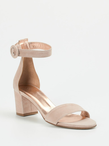 Konstantin Starke – Sandalen aus Veloursleder Rosébeige