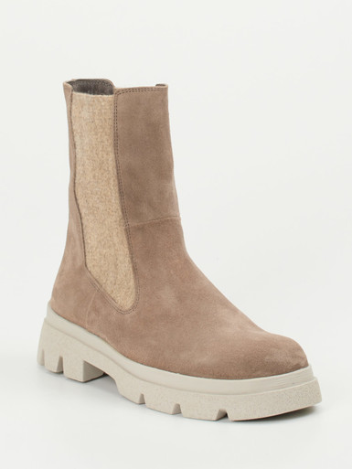 Think – Chelsea Boots aus Veloursleder in Taupe