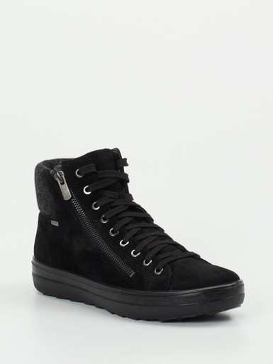 Legero – Schnürstiefelette aus Veloursleder schwarz