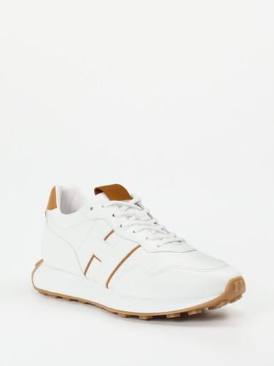 Hogan – Sneaker aus Kalbleder weiß cognac