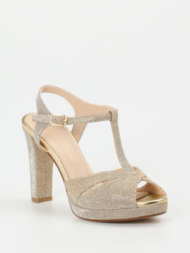 Andrea Puccini – Plateau-Sandaletten aus Metallicleder gold