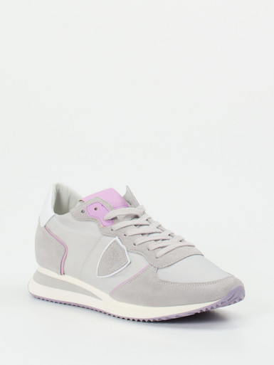 Philippe Model – Sneaker aus Veloursleder in Hellgrau