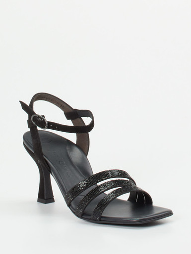 Paul Green – High Heel Sandalette aus Metallicleder schwarz