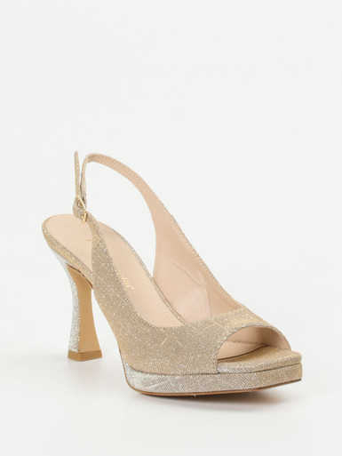 Andrea Puccini – Slingpumps aus Metallicleder Champagnergold