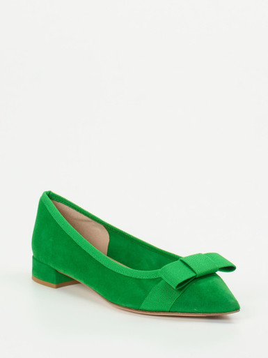 Andrea Puccini – Ballerinas aus Veloursleder grasgrün