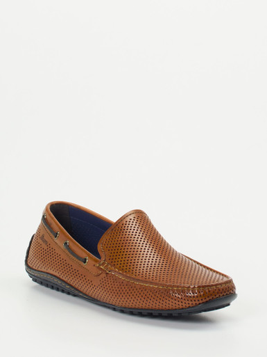 Sioux – Loafer aus geprägtem Leder cognacbraun