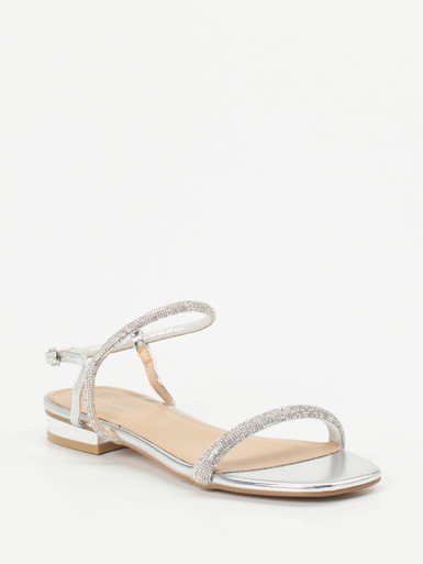 Andrea Puccini – Abendsandalen aus Metallicleder silber