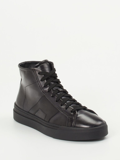 Santoni – High-Top Sneaker aus Kalbleder Schwarz