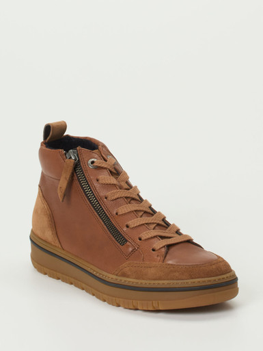 Paul Green – Mid-Top Sneaker aus Kalbleder cognacbraun