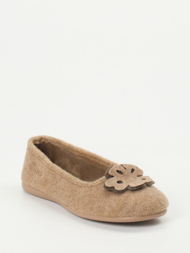 Thies – Ballerina-Hausschuh aus Wollfilz beigebraun