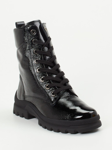 Semler – Schnürstiefelette aus Lackleder schwarz