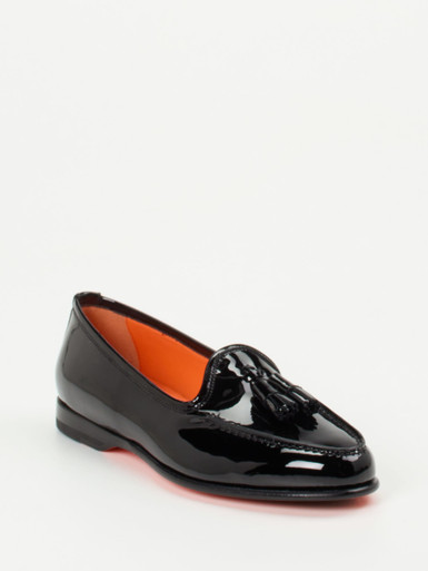 Santoni – Slipper aus Lackleder Schwarz