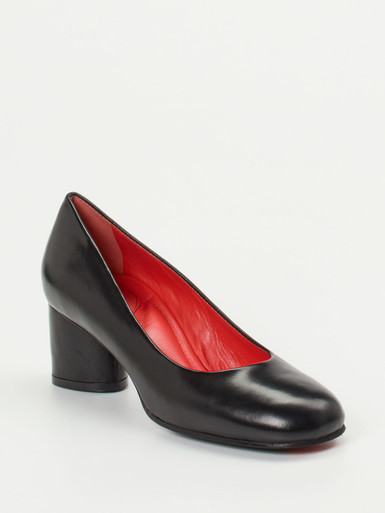 Pas de Rouge – Blockabsatz-Pumps aus Lammleder Schwarz