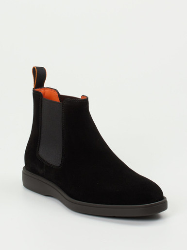 Santoni – Chelsea Boots aus Veloursleder schwarz
