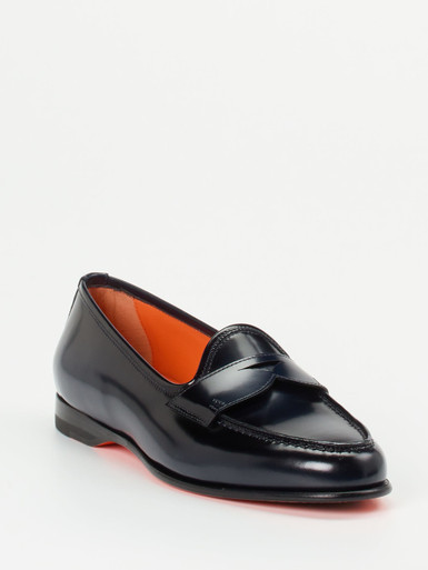 Santoni – Penny Loafer aus Kalbleder in Dunkelblau