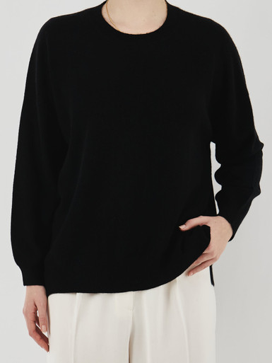 HURRAY – Feinstrickpullover aus Wolle schwarz