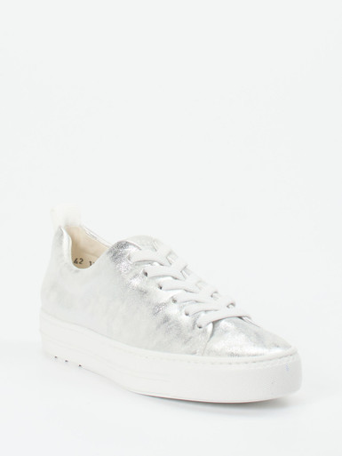 Paul Green – Sneaker aus Kalbleder silberfarben
