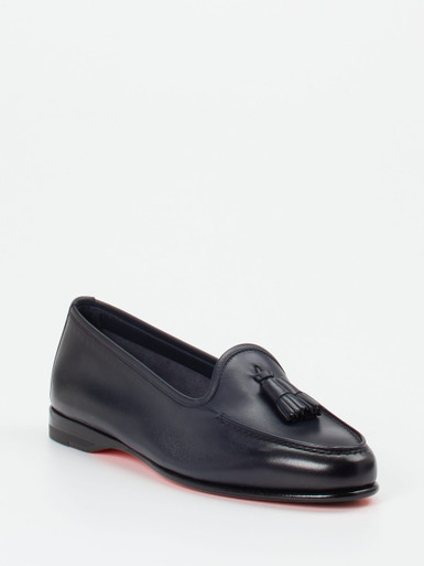 Santoni – Tassel Loafer aus Kalbleder Tiefschwarz