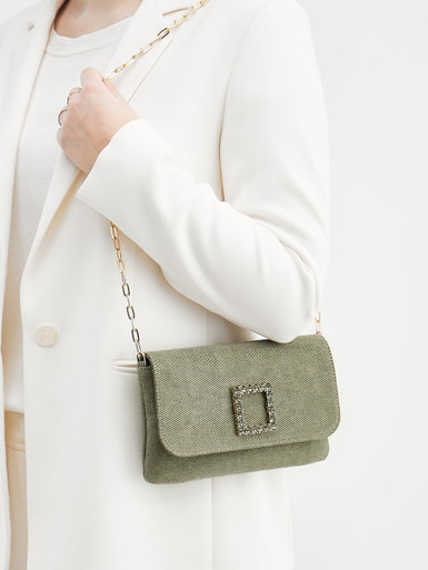 Konstantin Starke – Clutch aus Textil in Salbeigrün