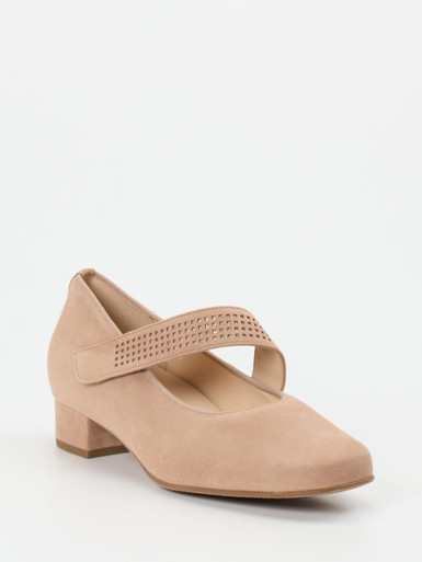 Hassia – Mary Jane Pumps aus Veloursleder rosébeige