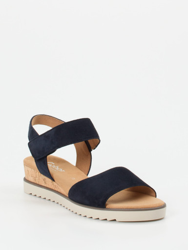 Gabor Comfort – Keilsandaletten aus Veloursleder blau