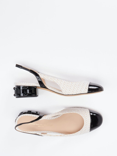 Konstantin Starke – Slingpumps aus Tweed und Lackleder Beige