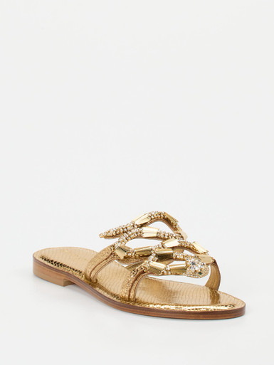 Konstantin Starke – Pantolette aus Metallicleder gold