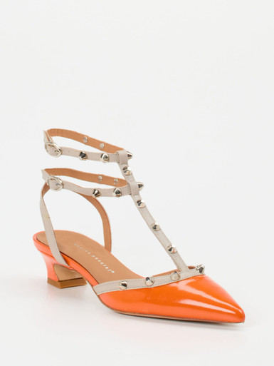 Andrea Puccini – Slingpumps aus Lackleder Orange