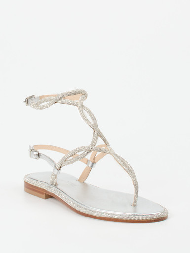 Konstantin Starke – Zehentrenner-Sandalen aus Metallicleder silber